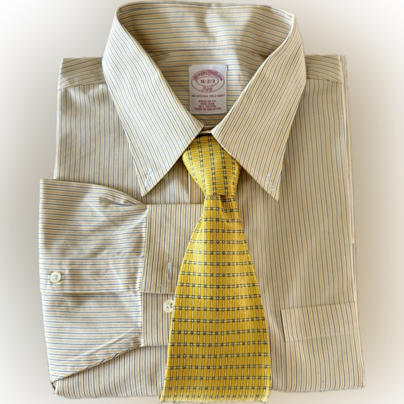 Brooks Brothers The Original Polo Shirt Regular Fit Stripped Non Iron Sz Large - Picture 1 of 17